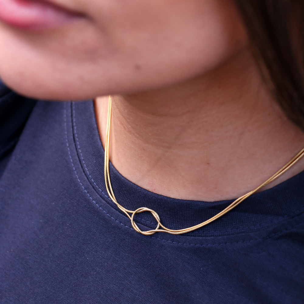 Collana Nodo Infinito (2 Catenine) - Confezione Regalo Con Rosa