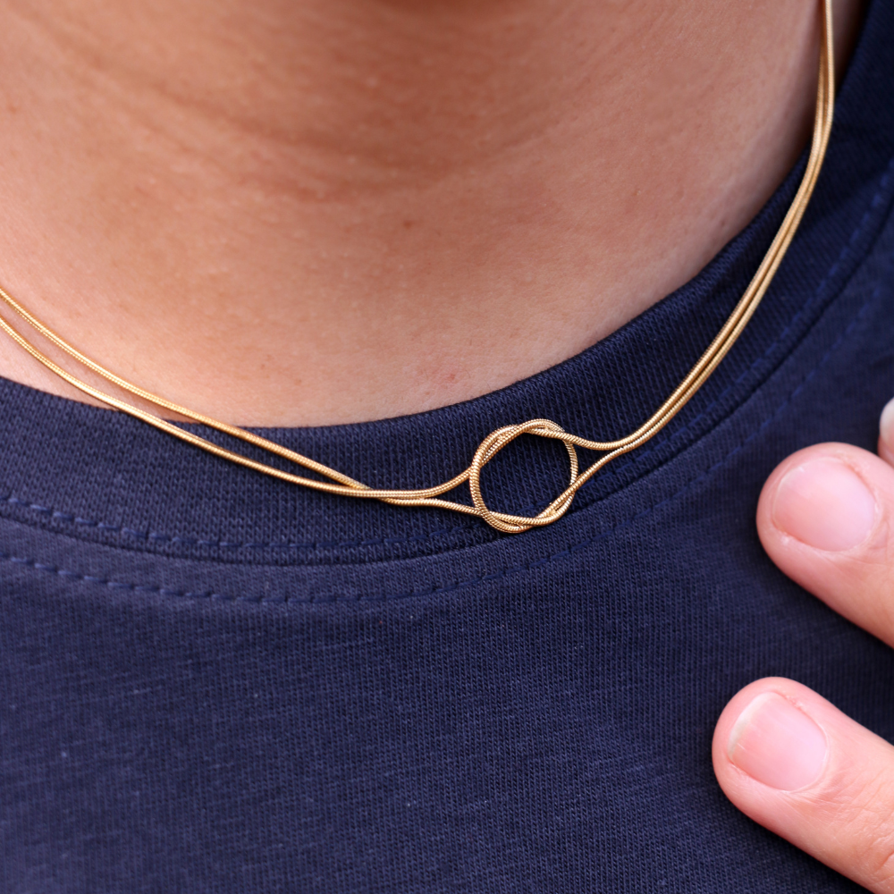 Collana Nodo Infinito (2 Catenine) - Confezione Regalo Con Rosa