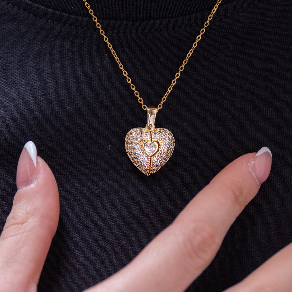 Collana Cuore Diamante Con Incisione Personalizzata