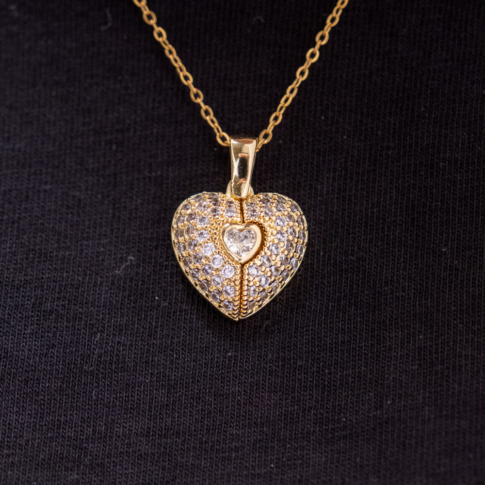 Collana Cuore Diamante Con Incisione Personalizzata