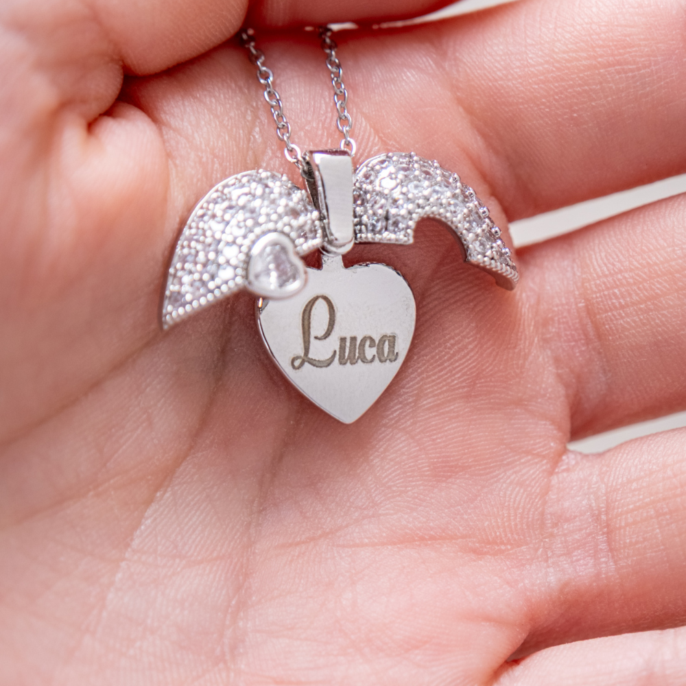 Collana Cuore Diamante Con Incisione Personalizzata