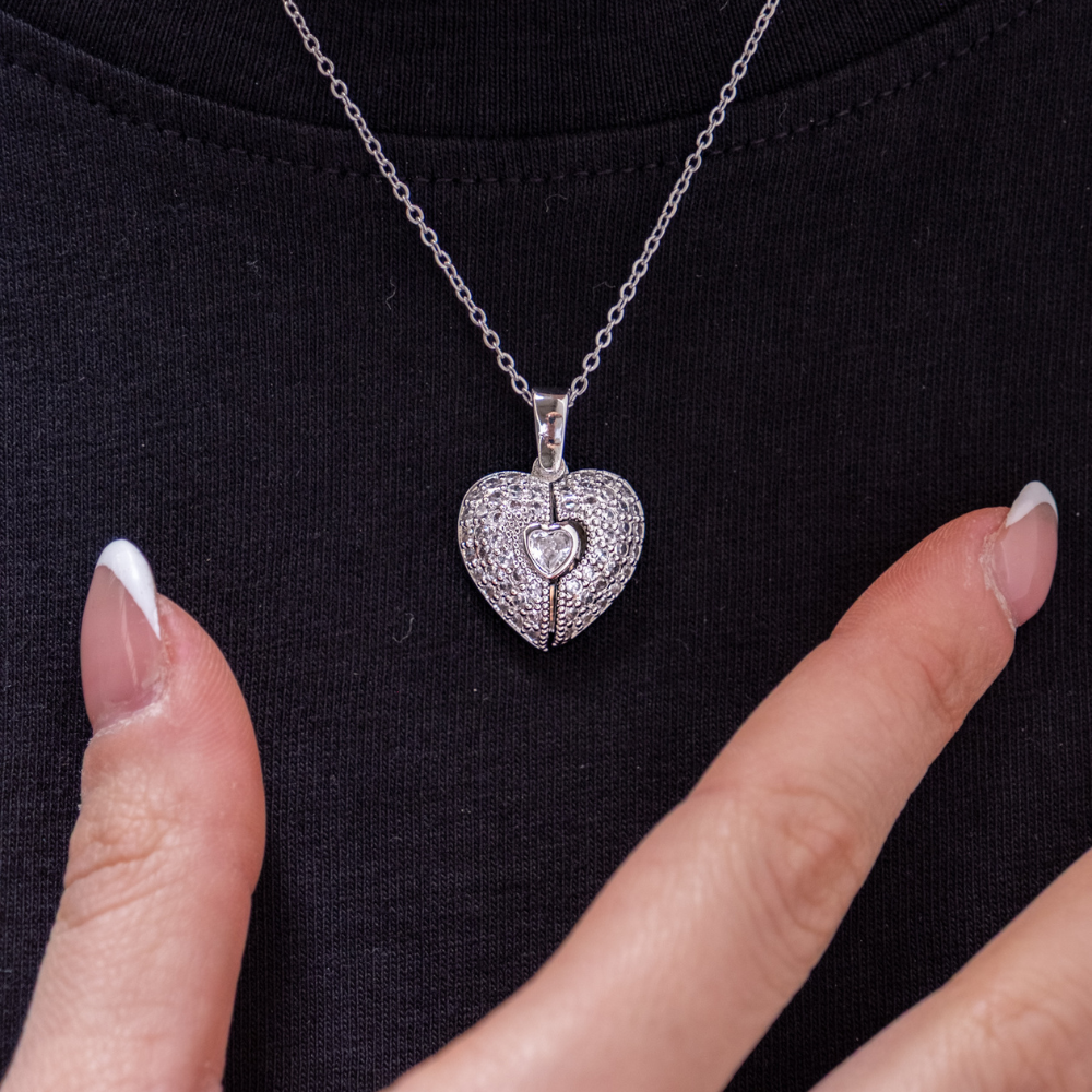 Collana Cuore Diamante Con Incisione Personalizzata