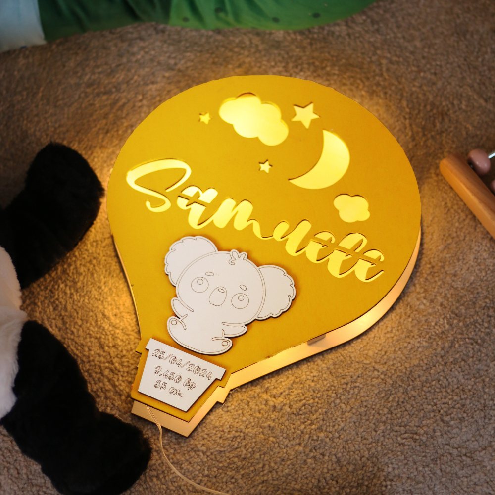 Lampada Nascita Mongolfiera Personalizzata