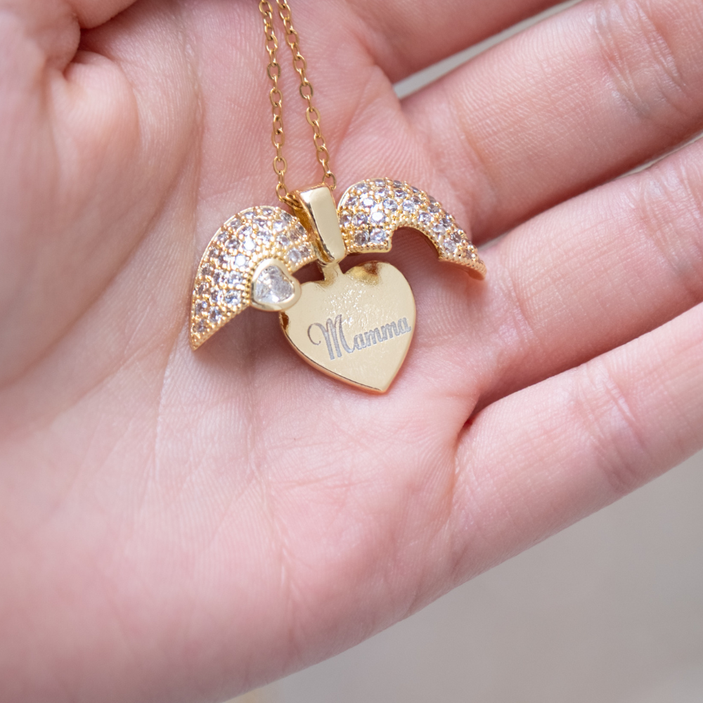 Collana Cuore Diamante Con Incisione Personalizzata