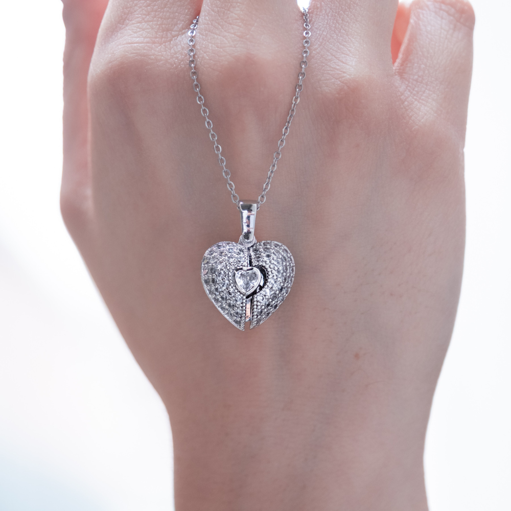 Collana Cuore Diamante Con Incisione Personalizzata