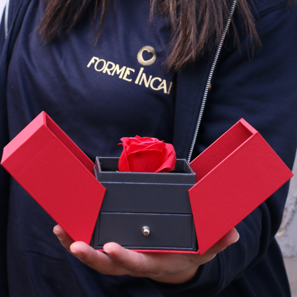 Collana Nodo Infinito (2 Catenine) - Confezione Regalo Con Rosa