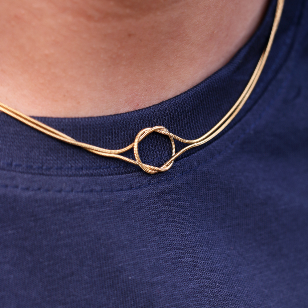 Collana Nodo Infinito (2 Catenine) - Confezione Regalo Con Rosa