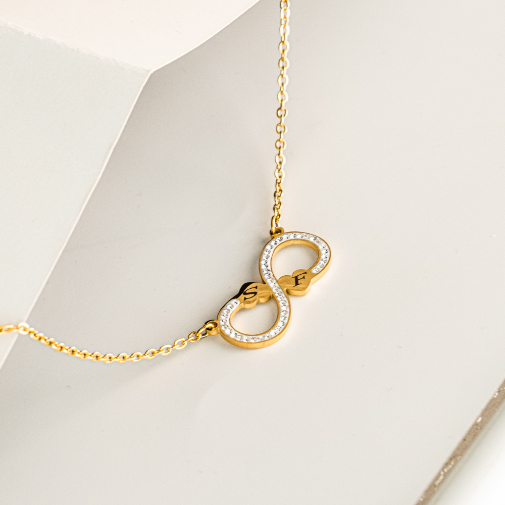 Collana Cuori Infinito Cuori Con Incisione Personalizzata