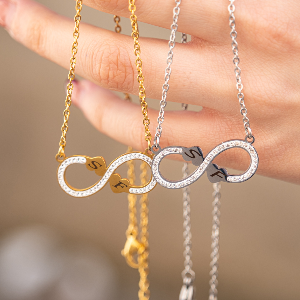 Collana Cuori Infinito Cuori Con Incisione Personalizzata