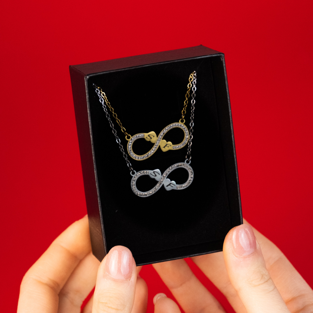 Collana Cuori Infinito Cuori Con Incisione Personalizzata