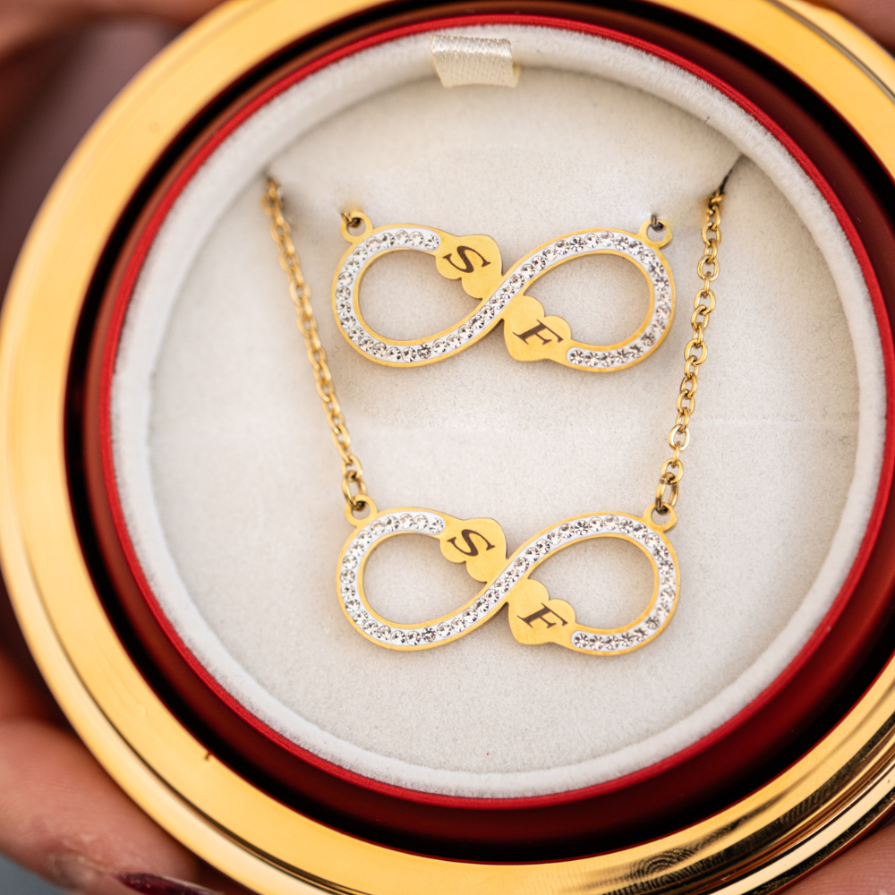 Collana Cuori Infinito Cuori Con Incisione Personalizzata